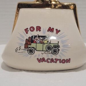 For my vacation porcelain piggy bank purse bag family travels